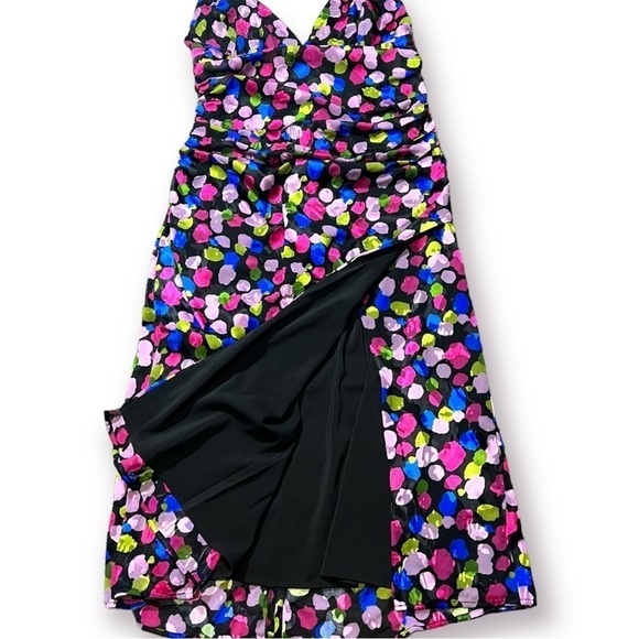 NWT NBD Josefien Ruched Multi Color Dot Print Midi Dress sz M - Picture 3 of 14